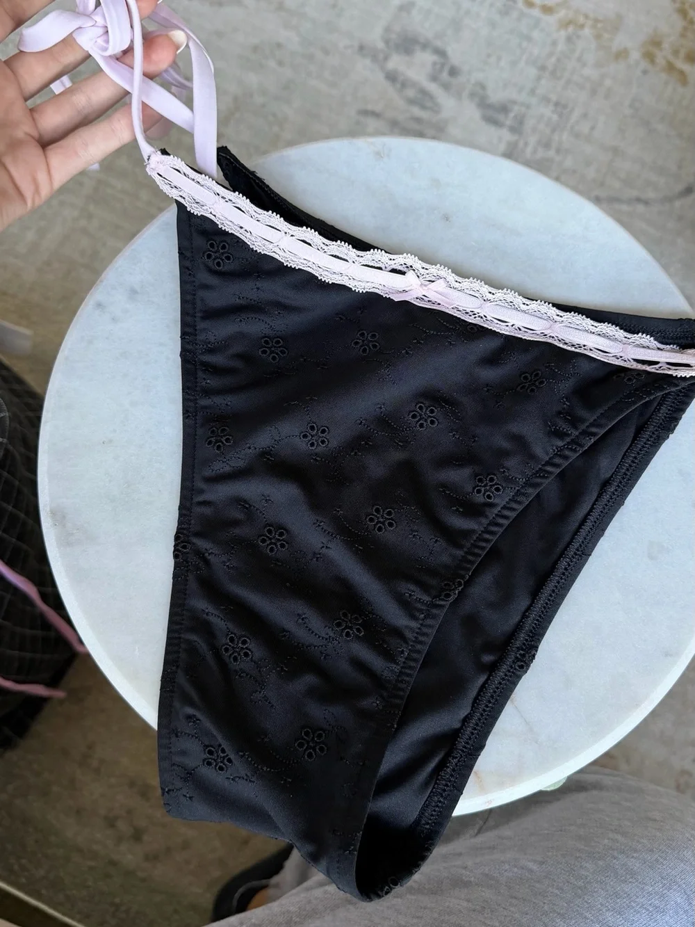 Pink x Frankie’s bikinis ROSEMARY EYELET ITSY bottom